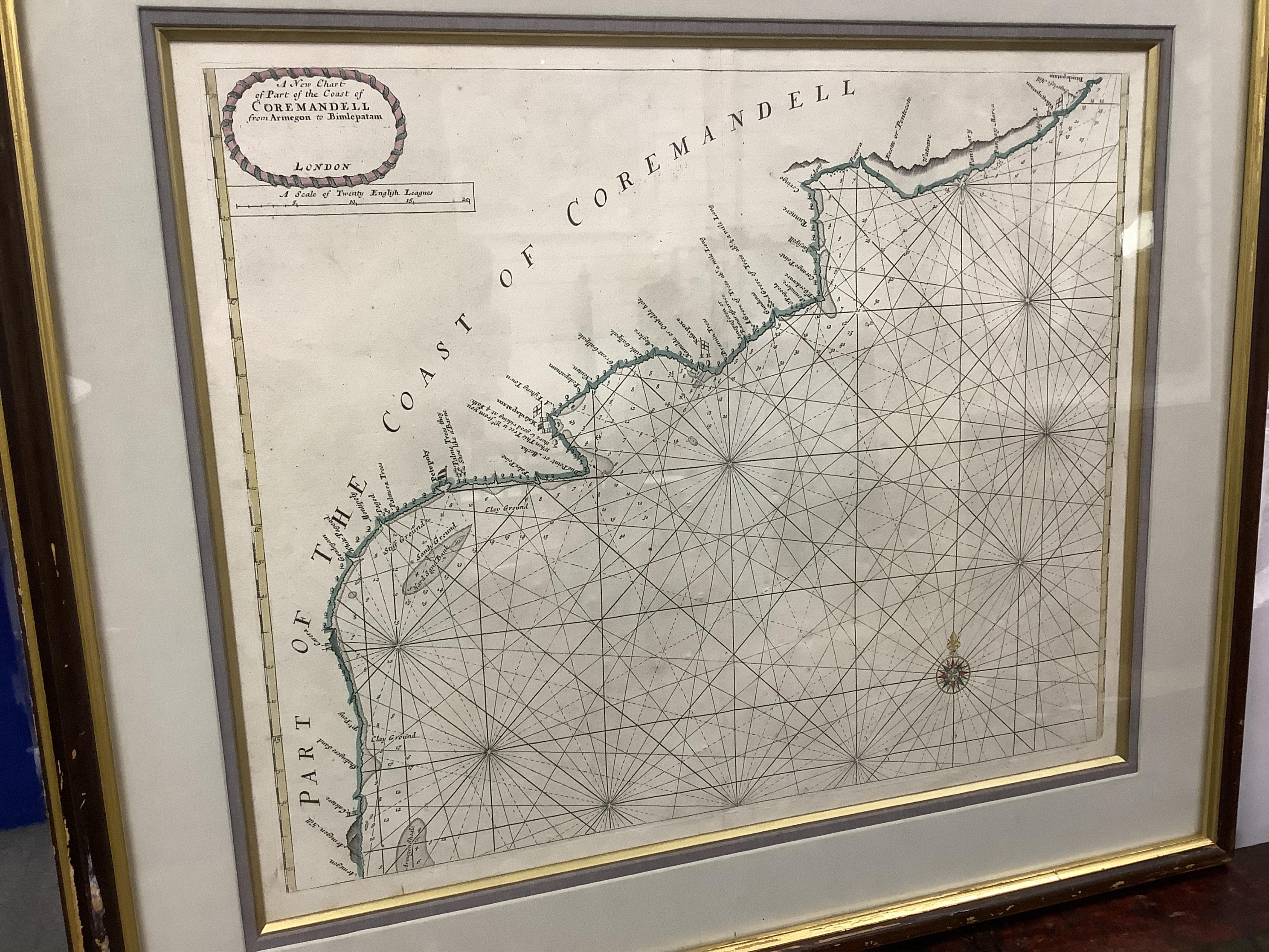 Samuel Thornton (18th. C), set of six coloured maps to include: ‘India’, ‘Coremandell’ and the ‘Coast of Mallabar’, 46 x 55cm. Condition - fair